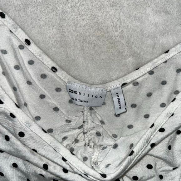 Asos white and black polka dot croptop long sleeve - Picture 6 of 6